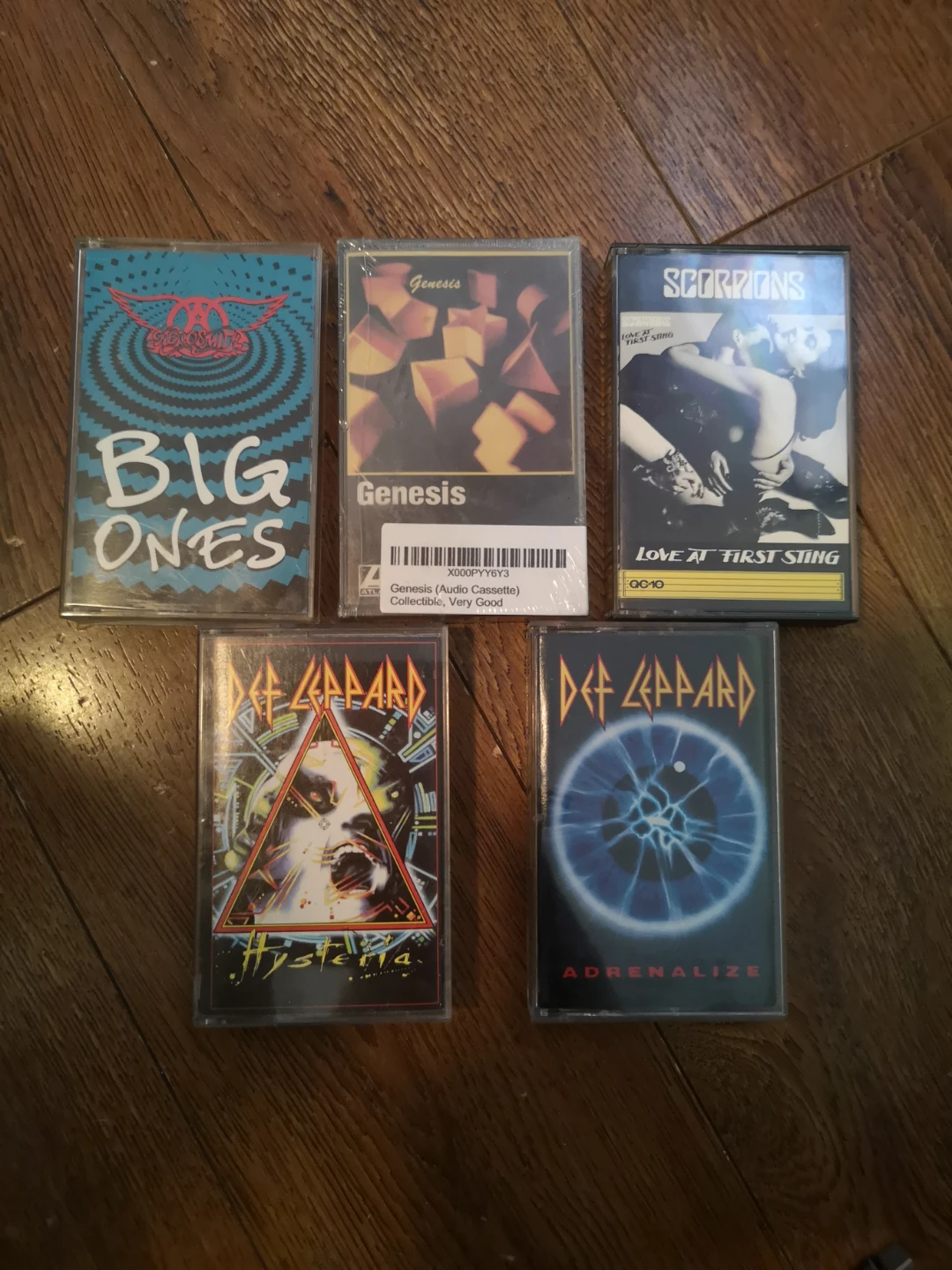 Tape cassettes Genesis, Def Leppard, Scorpions, Aerosmith