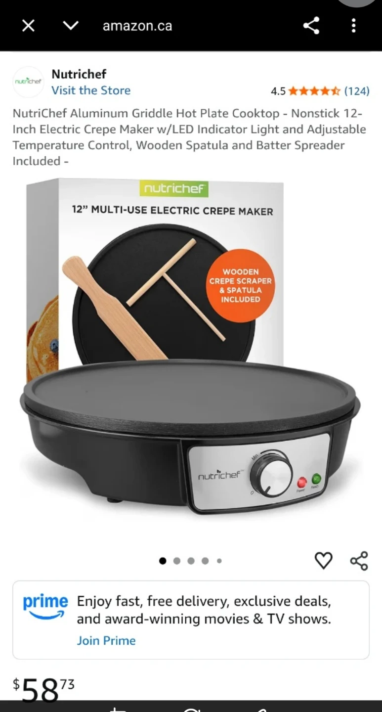(NEW) NutriChef Electric Crepe Maker 12-inch