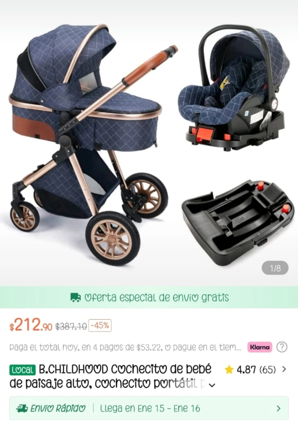 B.CHILDHOOD Baby Stroller and Car Seat Travel System - photo 2