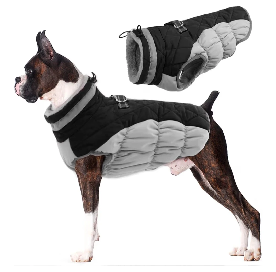Puffer Dog Winter Jacket Vest - Black/Grey