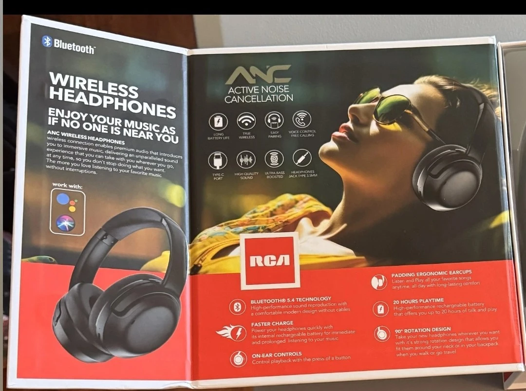 RCA ANC Foldable Wireless Headphones - photo 3