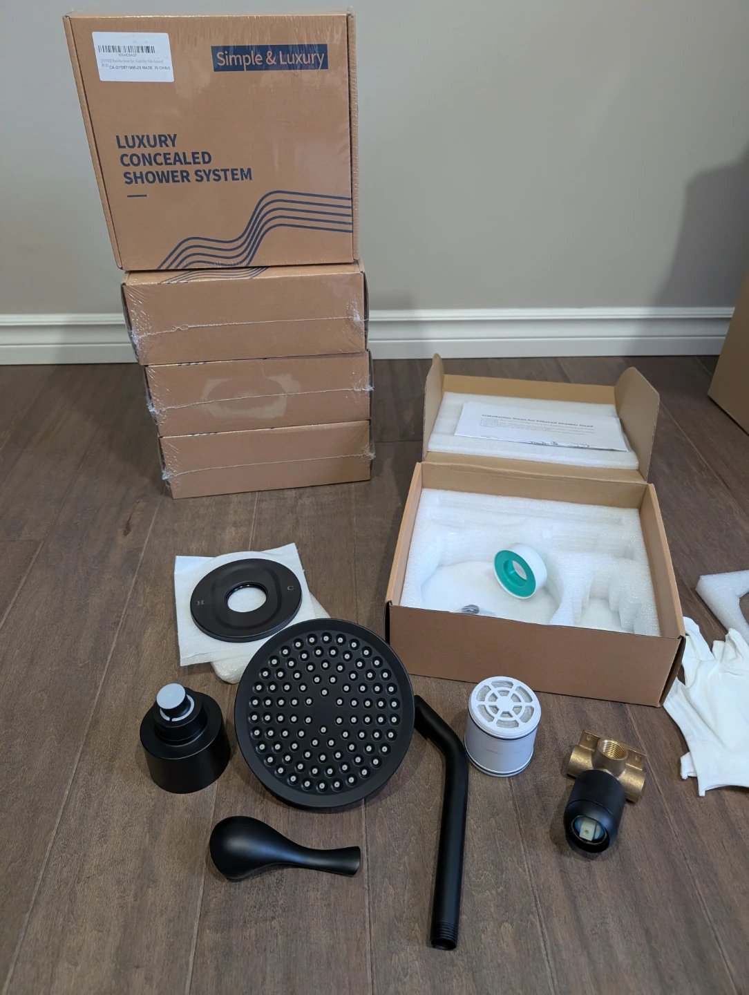 Brand New Sealed Matte Black Rainfall Shower Kit For Sale - photo 3