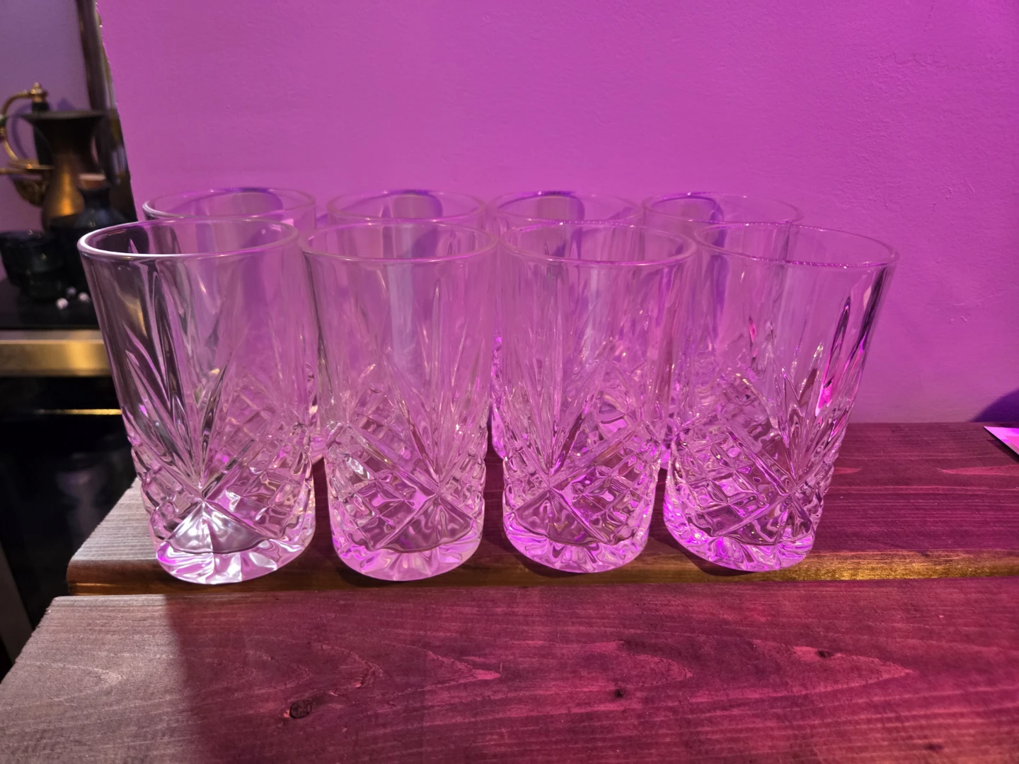 Set of 8 Clear Cut Glass Tumblers