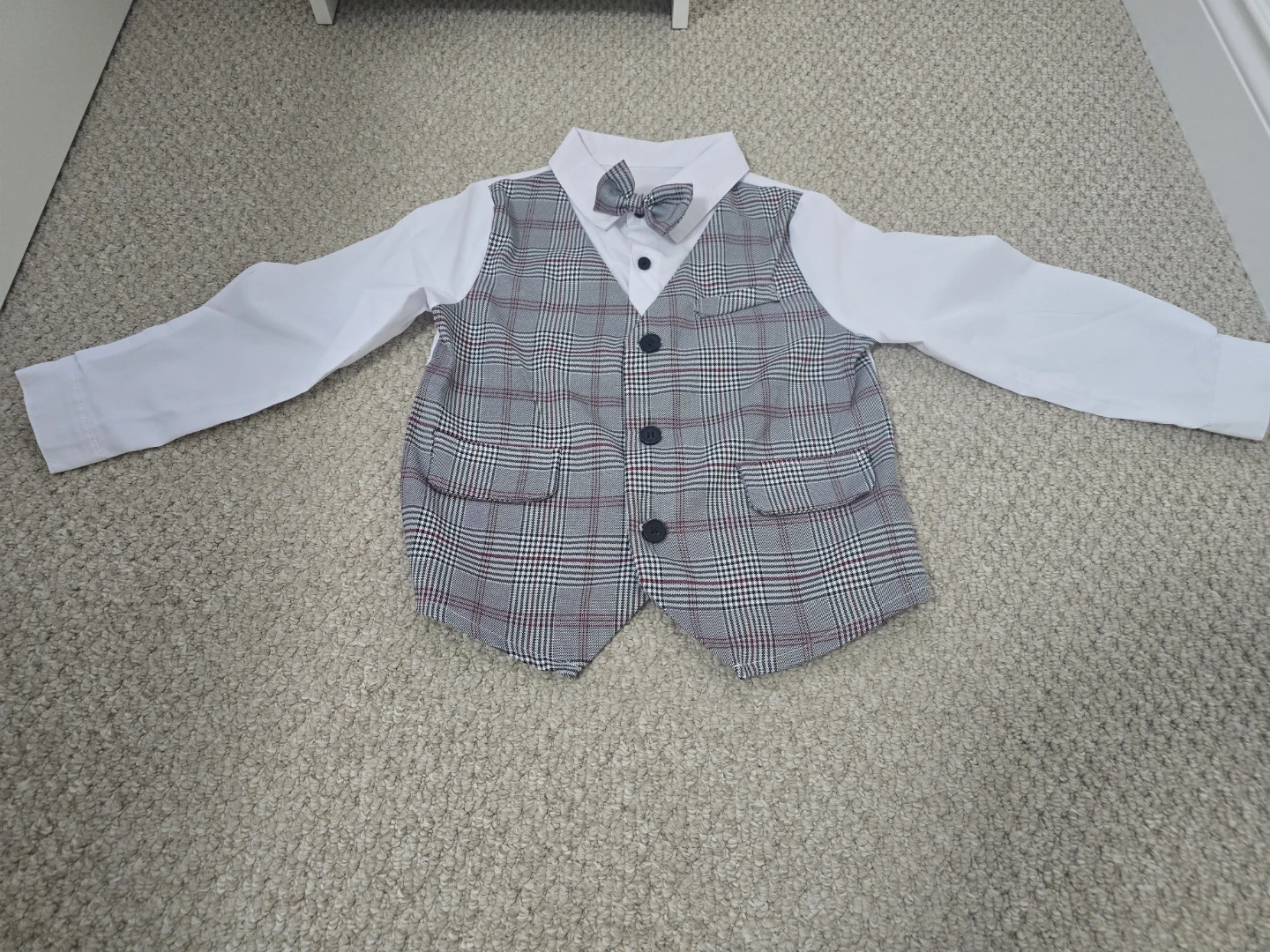 Plaid Vest, Shirt, and Pants Set with Bowtie - photo 3