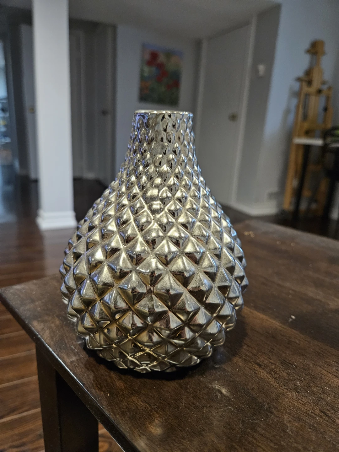 New Torres & Tagus Textured Silver Decorative Vase