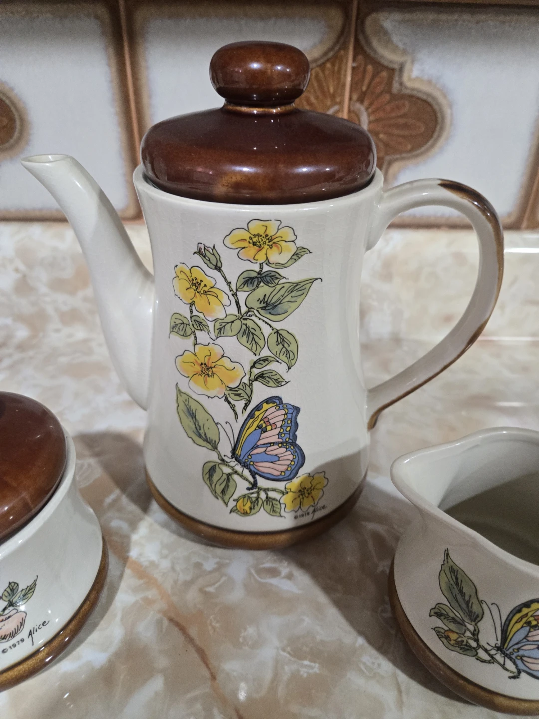 Vintage Floral & Butterfly Tea Set - 3 Piece.Made in Japan - photo 2