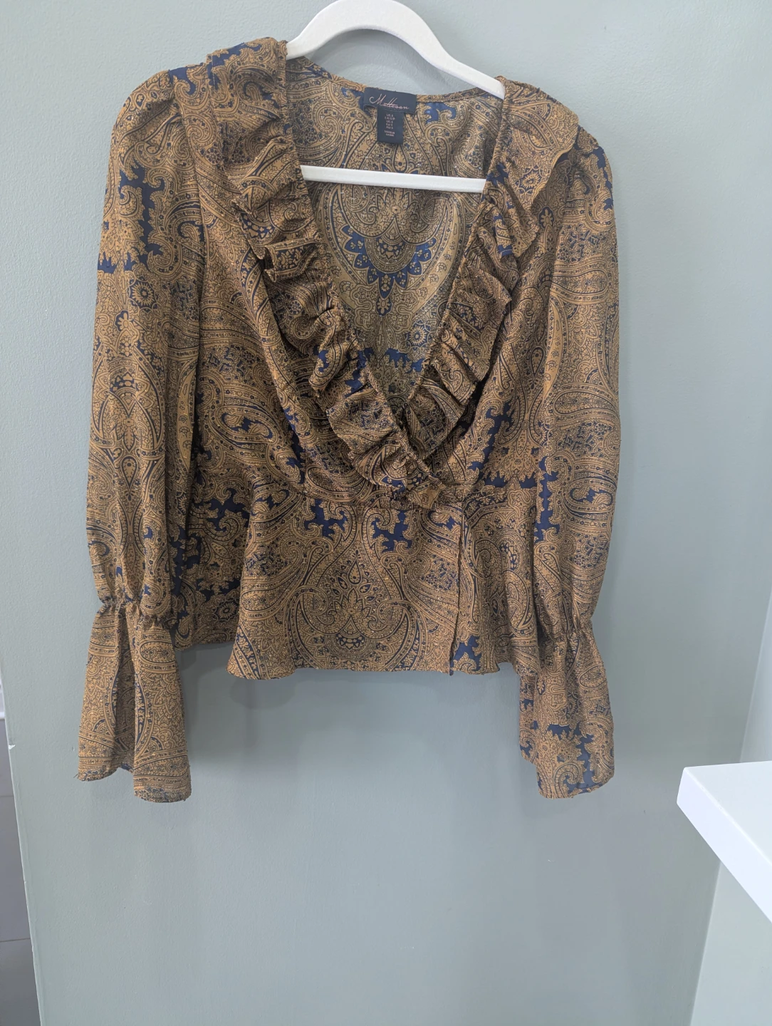 Matteson Paisley Ruffle Blouse Size S