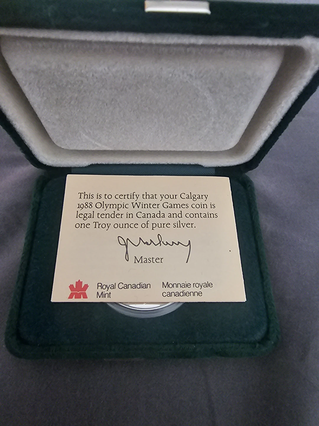 1988 Calgary Olympic Winter Games Coin - Pure Silver - photo 2