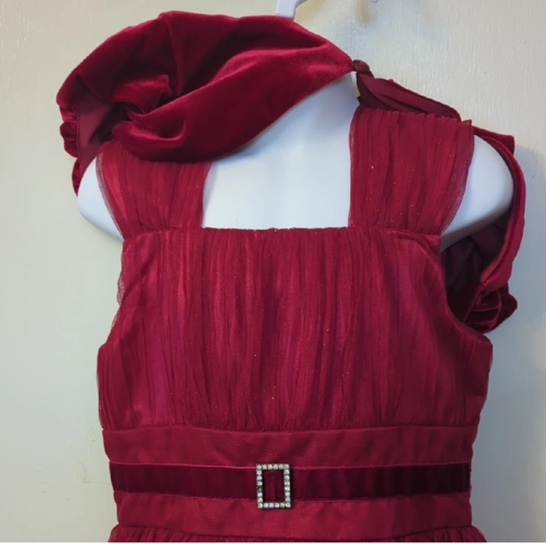 Jona Michelle Red Velvet Tulle Dress Size 8 - photo 2