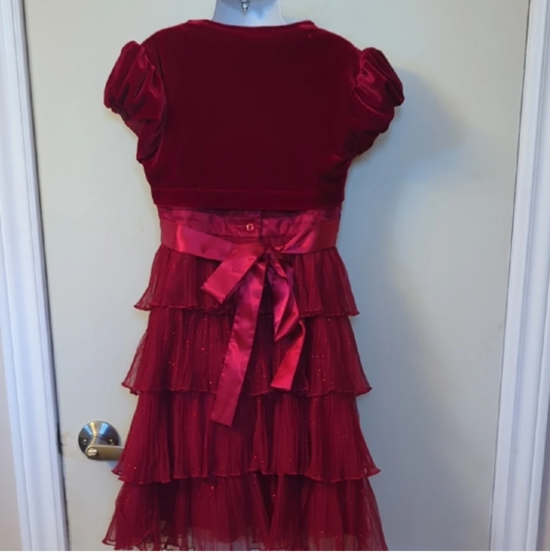 Jona Michelle Red Velvet Tulle Dress Size 8 - photo 3