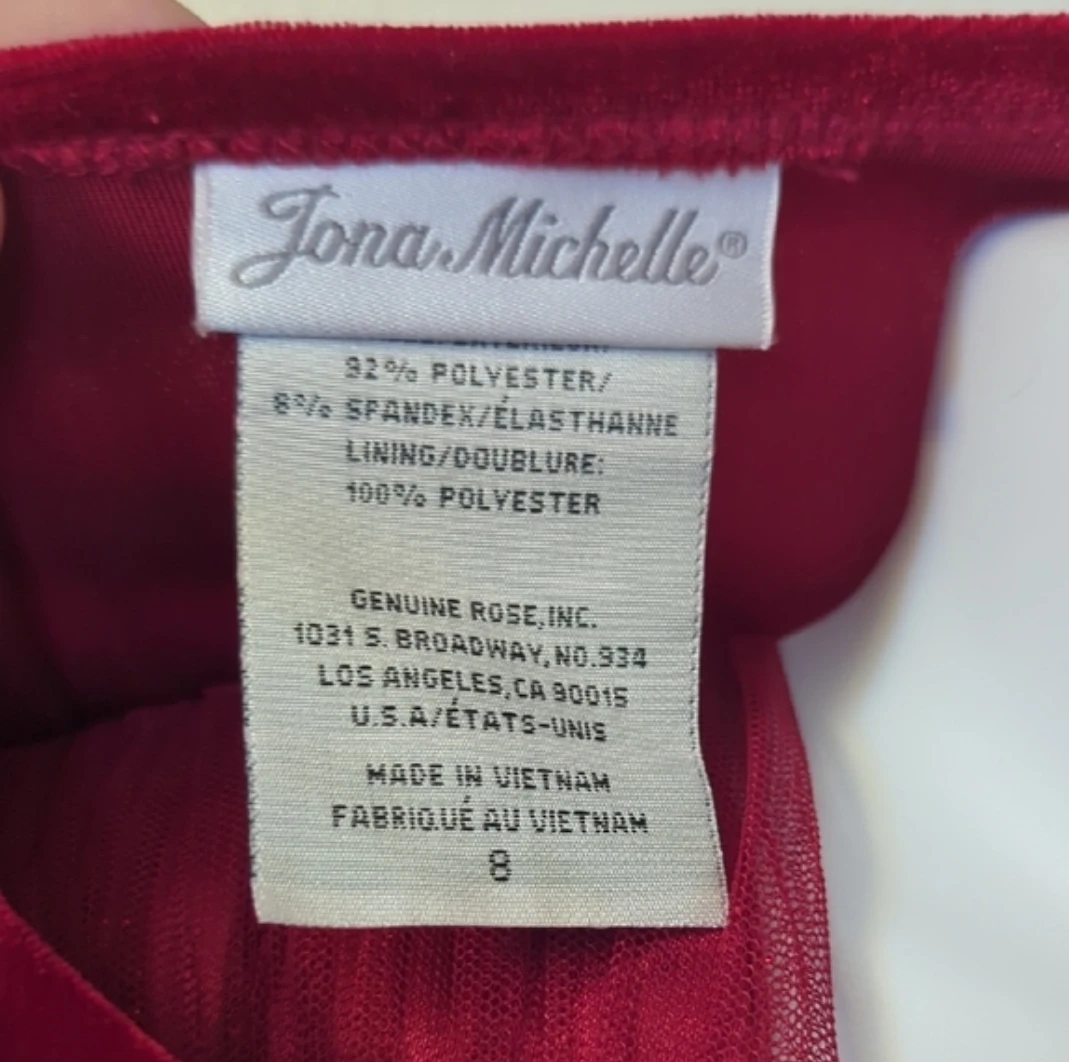 Jona Michelle Red Velvet Tulle Dress Size 8 - photo 5