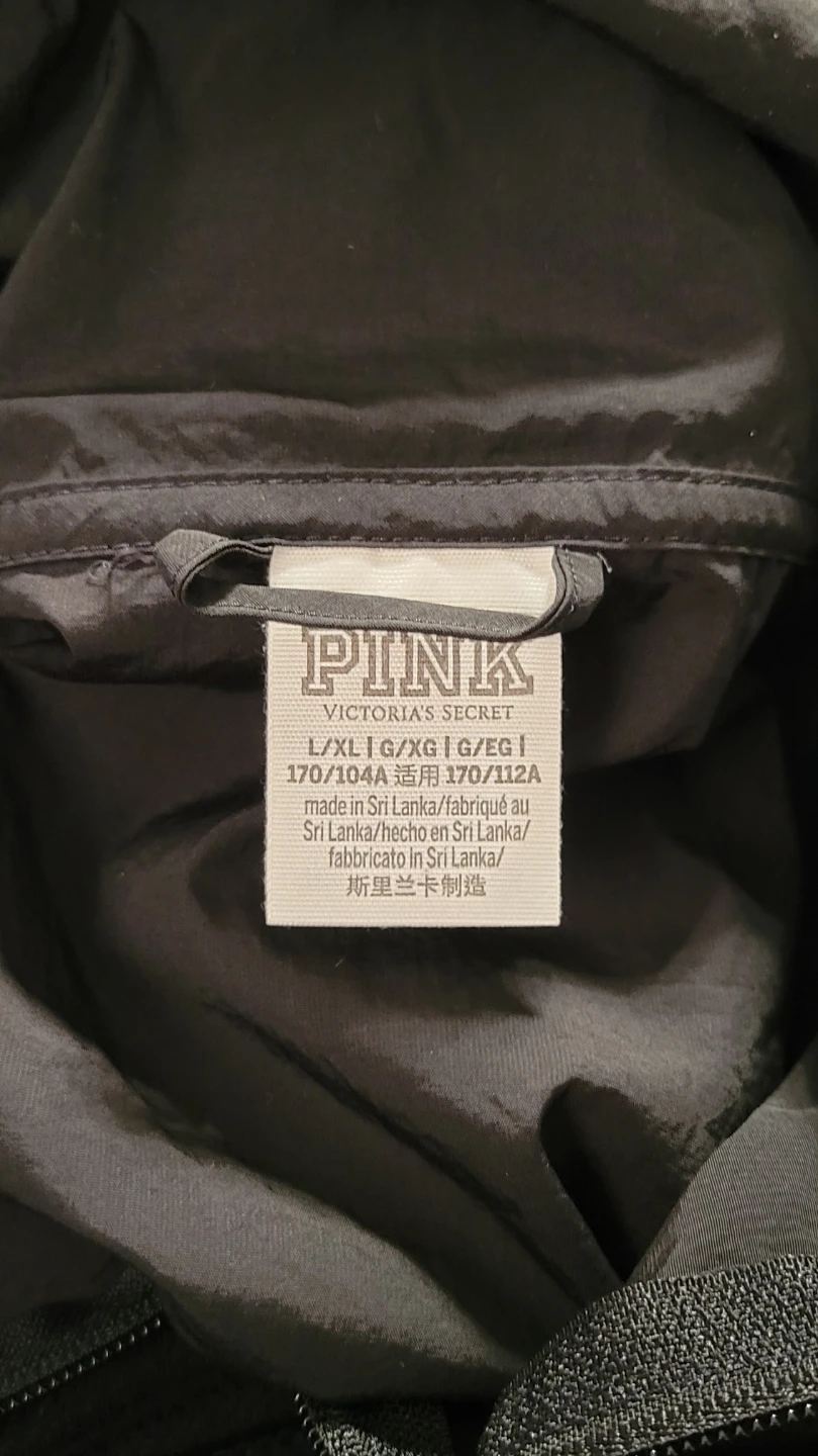 Victoria's Secret PINK Black Full Zip Hooded Jacket Size L/XL - photo 2