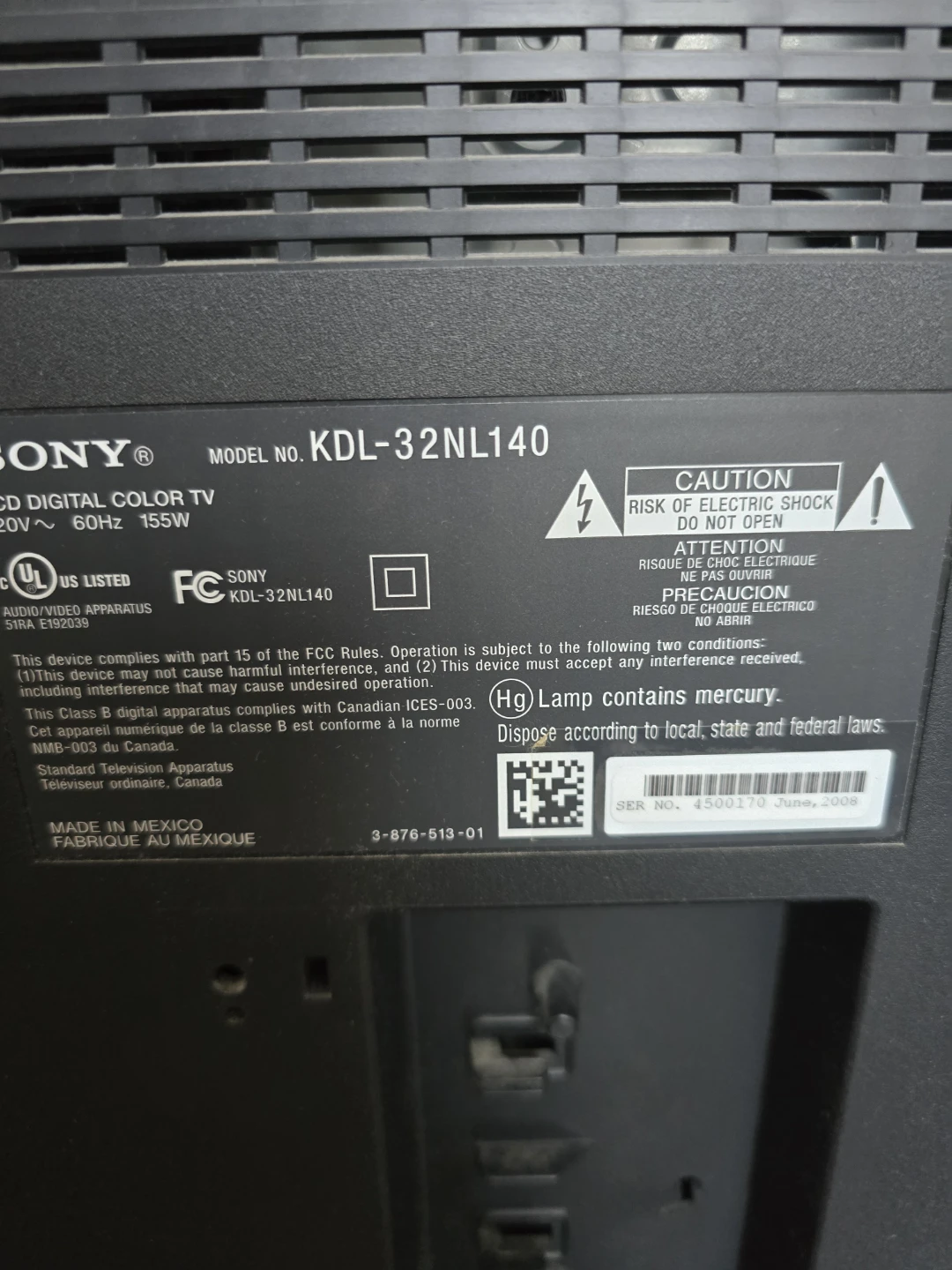 Sony Bravia KDL-32NL140 32" LCD Digital Color TV - photo 5