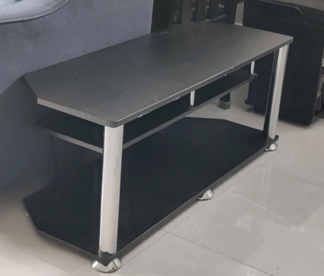 Black TV Stand with Shelves - photo 2