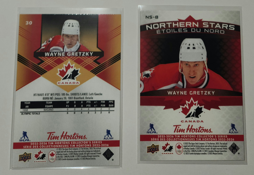 Pick Up x2 Wayne Gretzky Hockey Cards Tim Hortons - photo 2