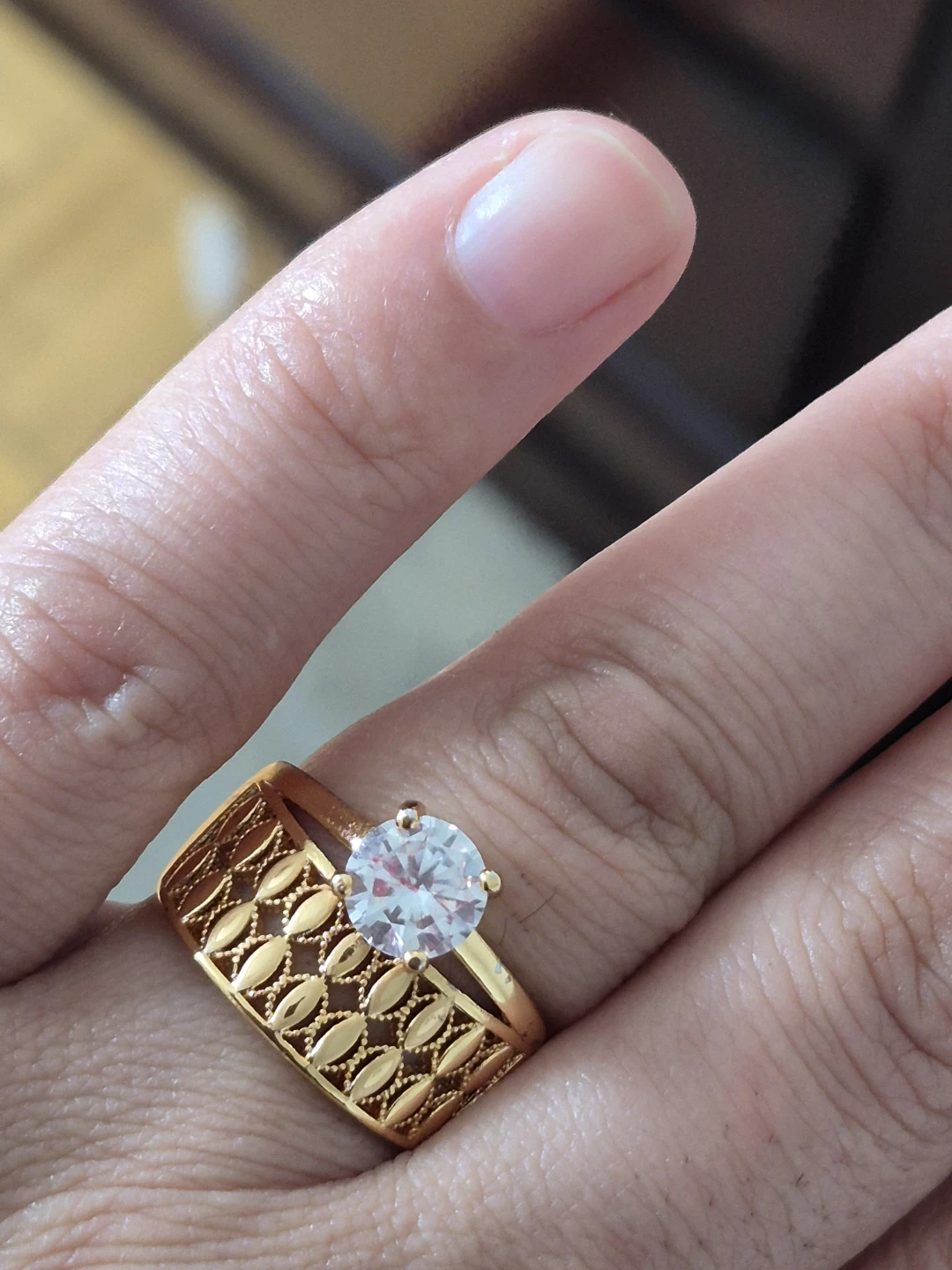 Gold Tone Ring with Clear Stone - photo 2