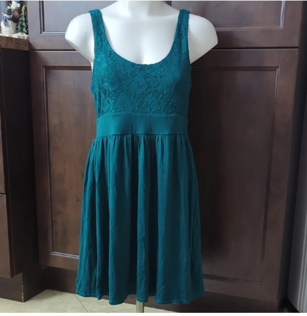 21 Women's Teal Lace Top Fit and Flare Dress M