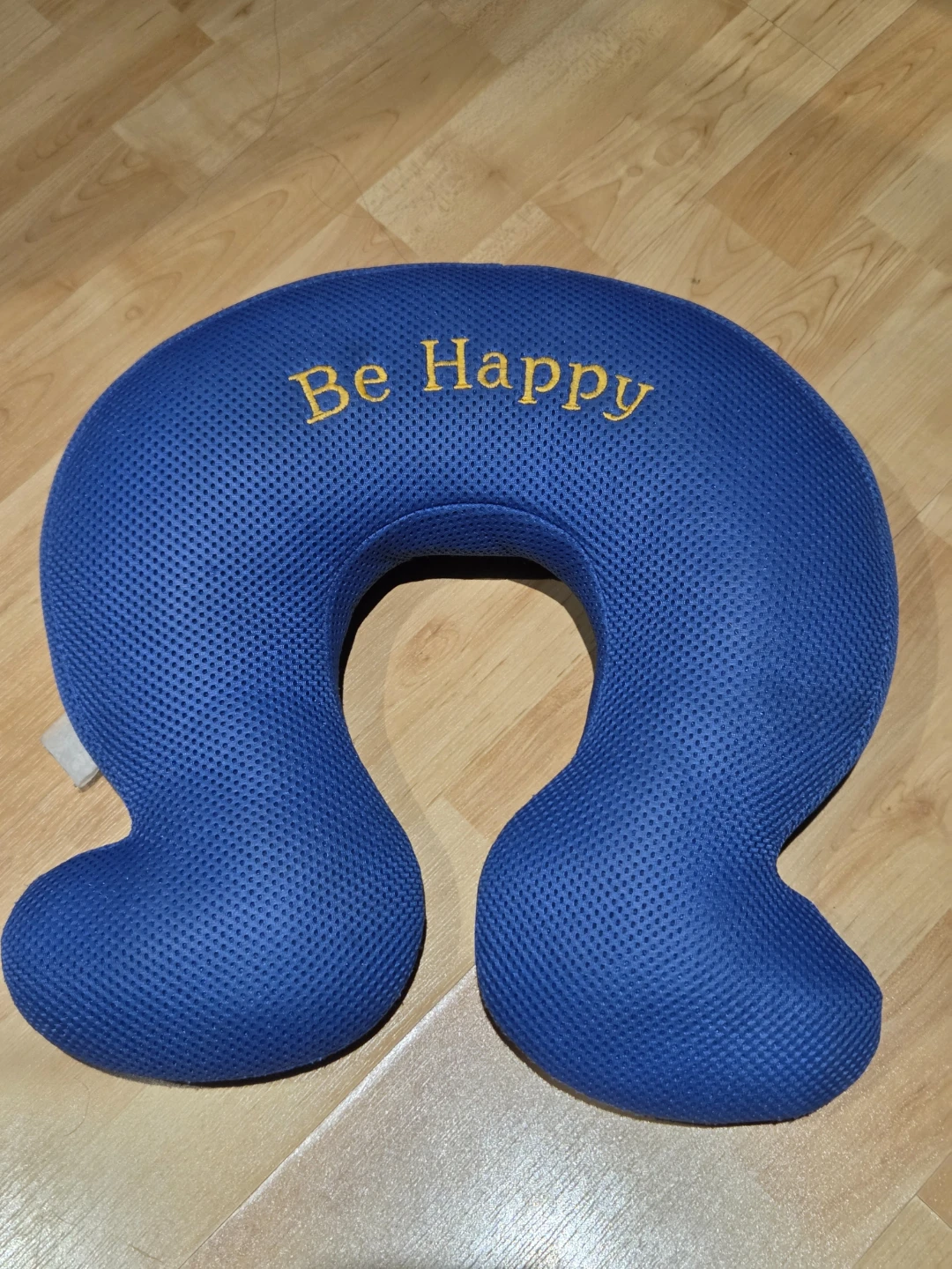 Blue "Be Happy" Travel Neck Pillow
