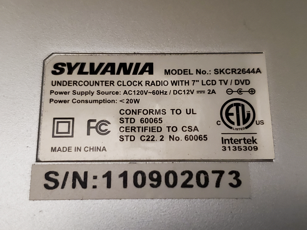 Sylvania Undercounter Clock Radio with 7" LCD TV/DVD Player - photo 2