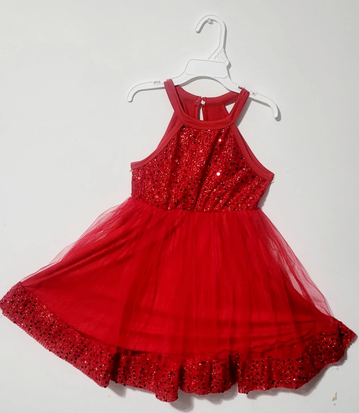 Red Sequin Halter Neck Tulle Dress - photo 3