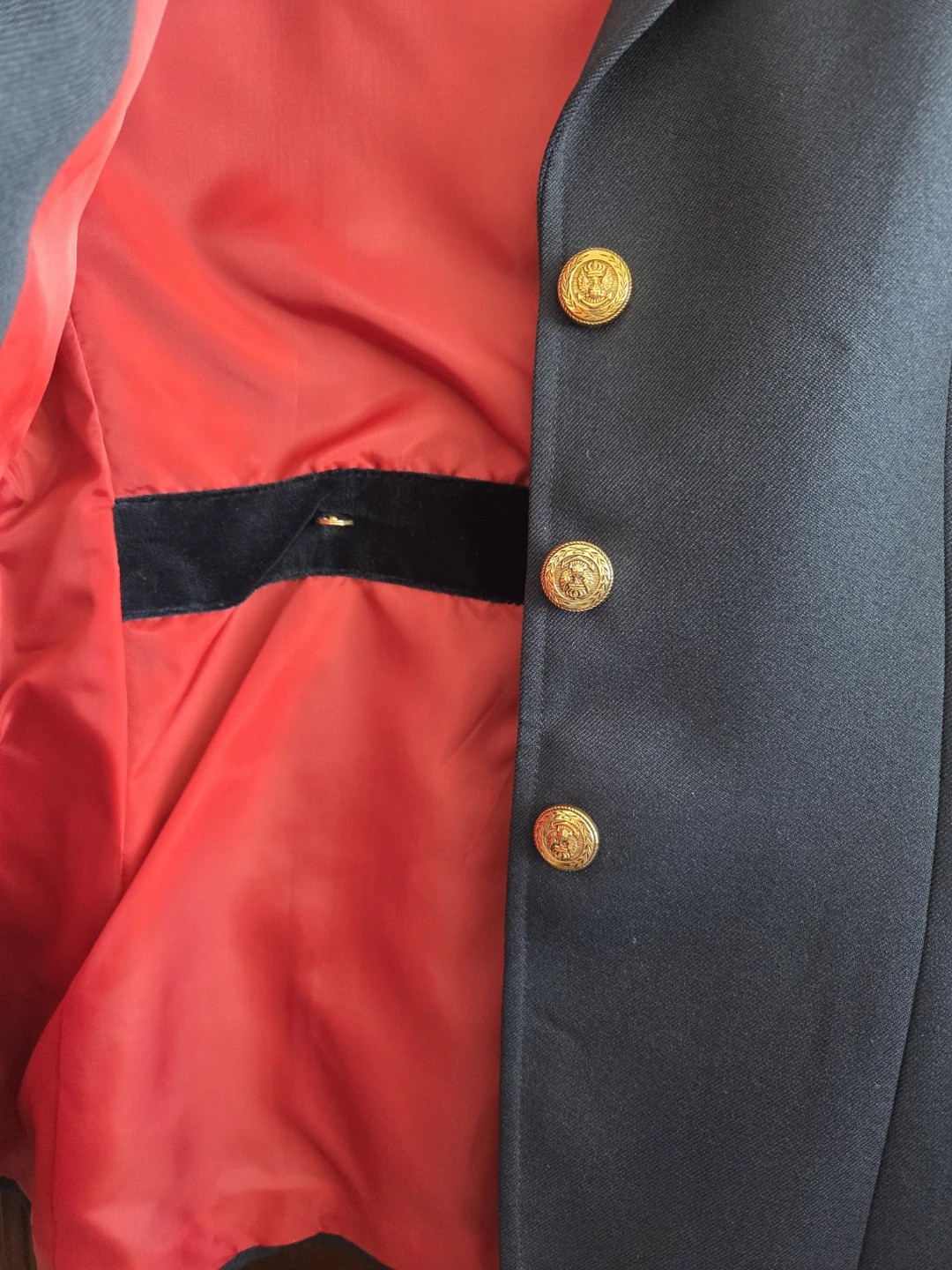Navy Equestrian Riding Jacket with Red Lining - photo 4