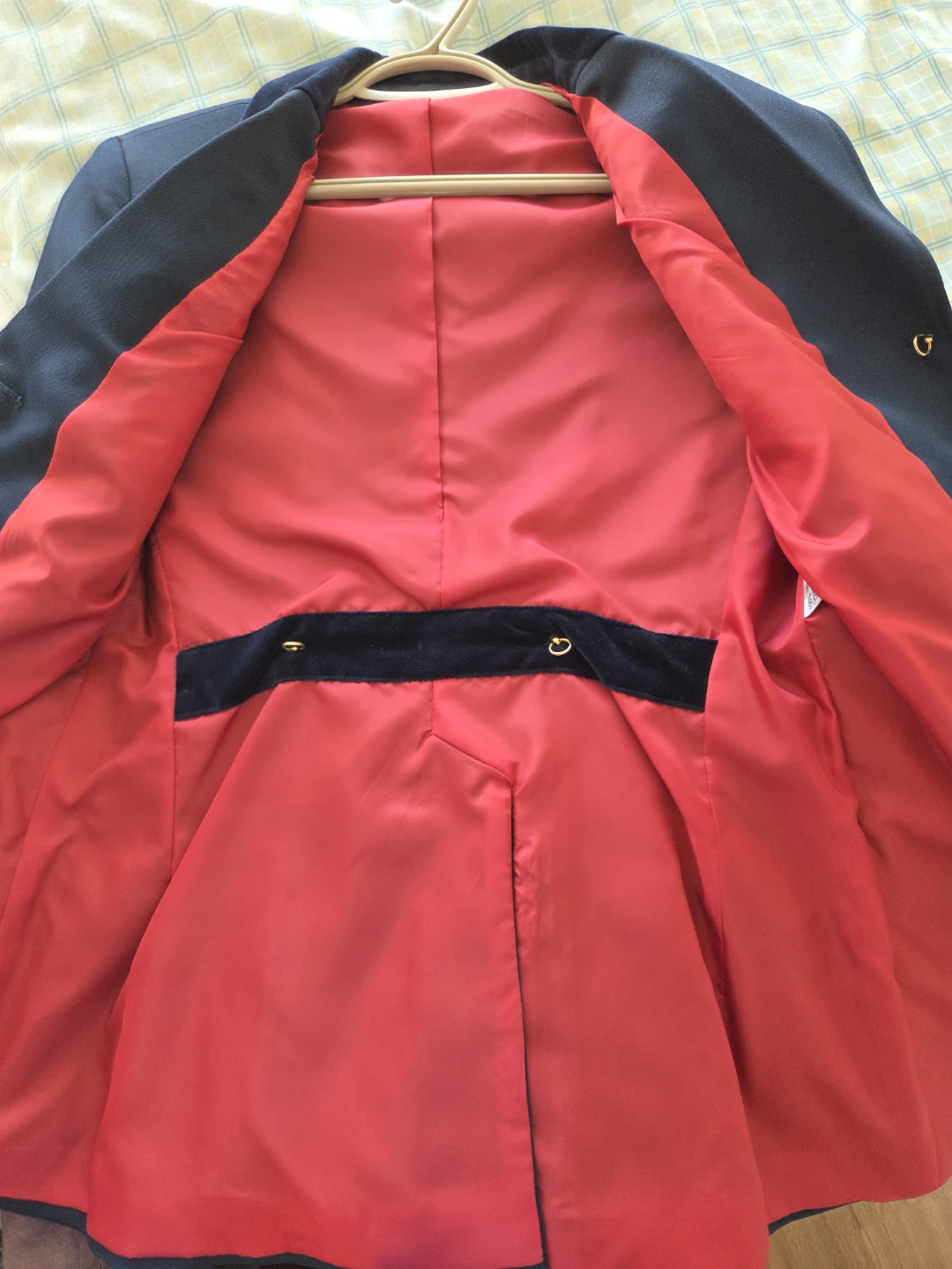 Navy Equestrian Riding Jacket with Red Lining - photo 5