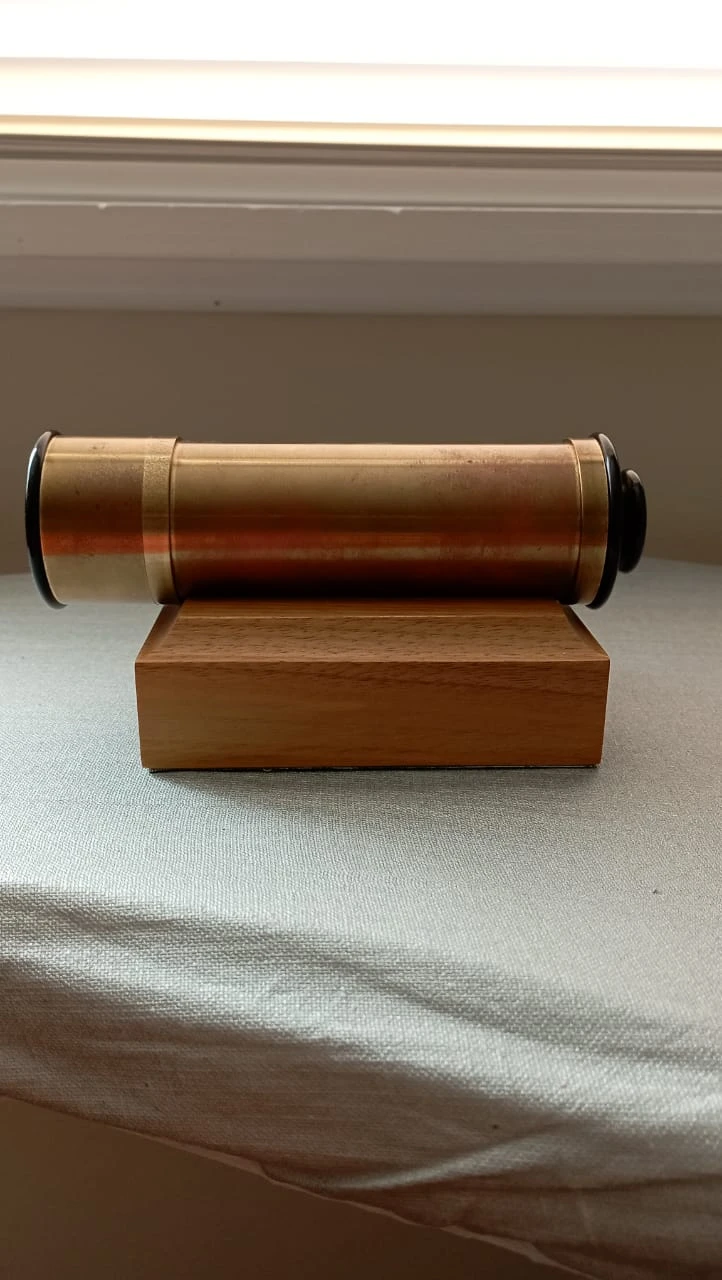 Antique Van Cort Instruments Brass Kaleidoscope  w/Wooden Base - photo 3