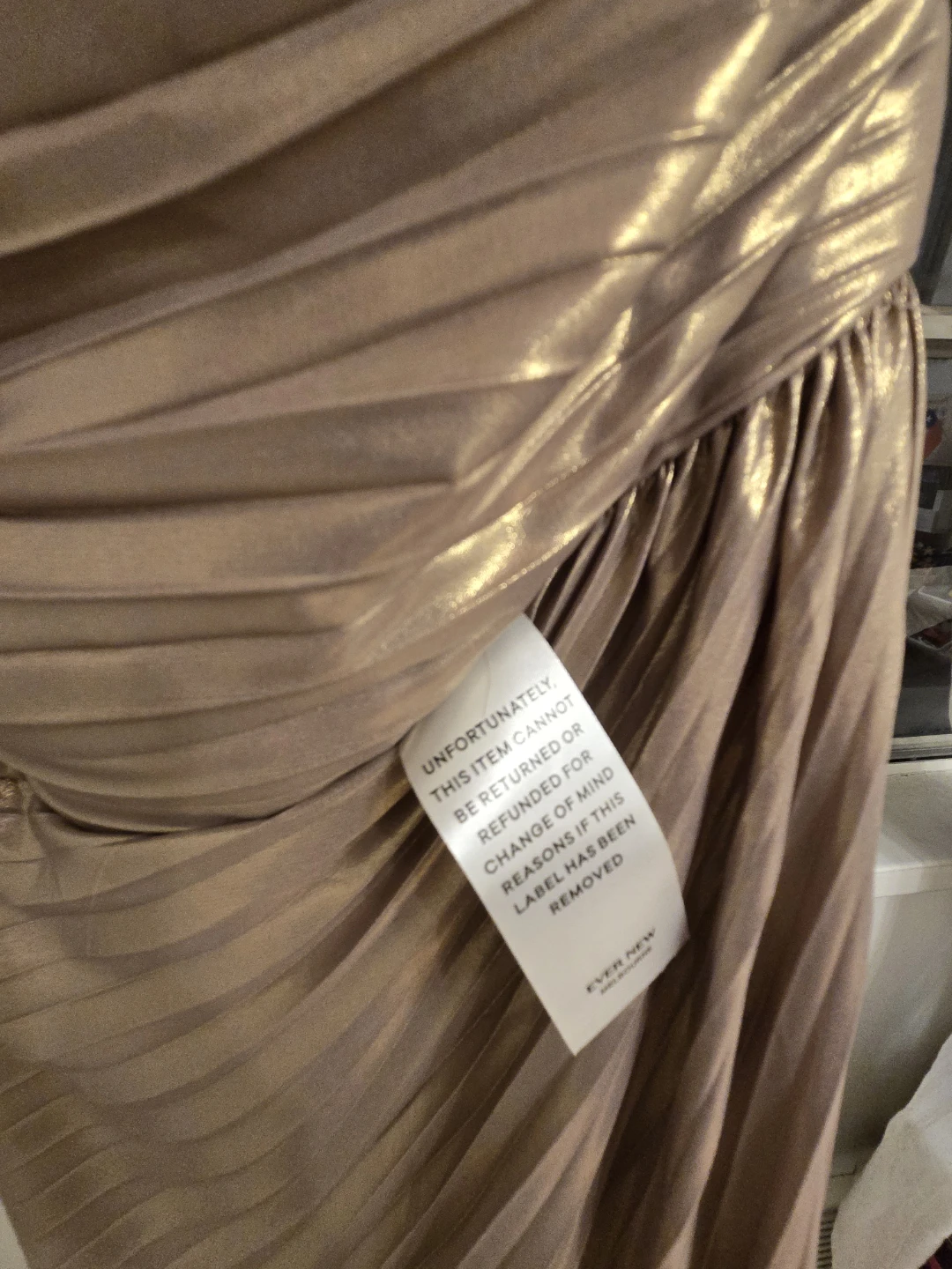 Brand New EverNew Metallic One Shoulder Dress - Soft Gold Size 6 - photo 3