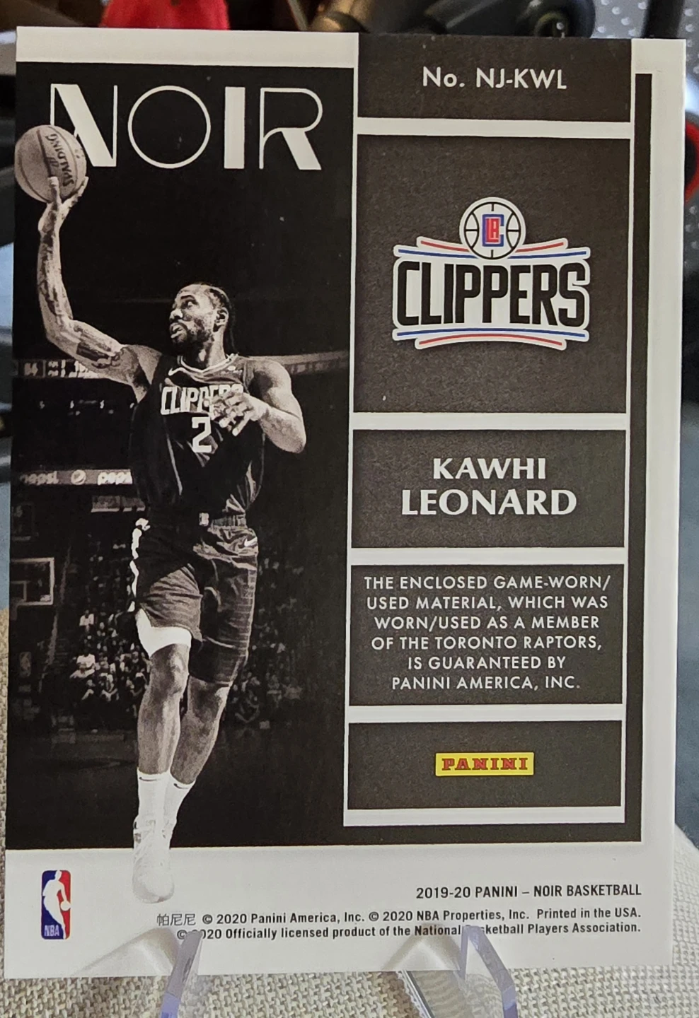 Kawhi Leonard 2019-20 Panini Noir Basketball Card - photo 2