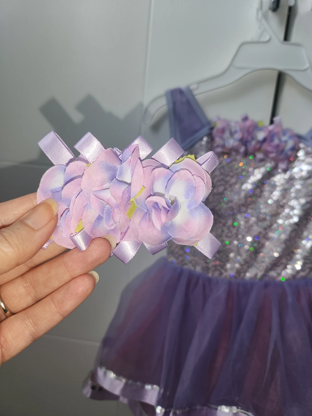 Purple Sequin Dress with Tutu Skirt and Hair Clip(4-5age) - photo 2