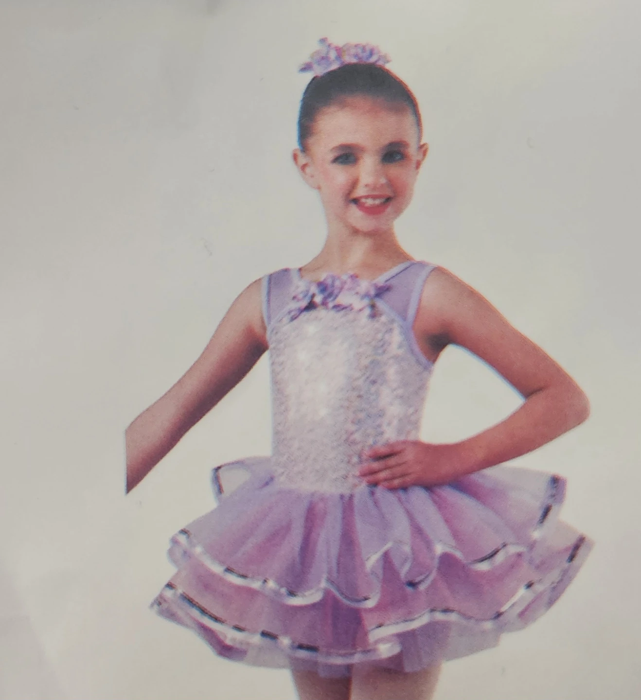 Purple Sequin Dress with Tutu Skirt and Hair Clip(4-5age) - photo 5