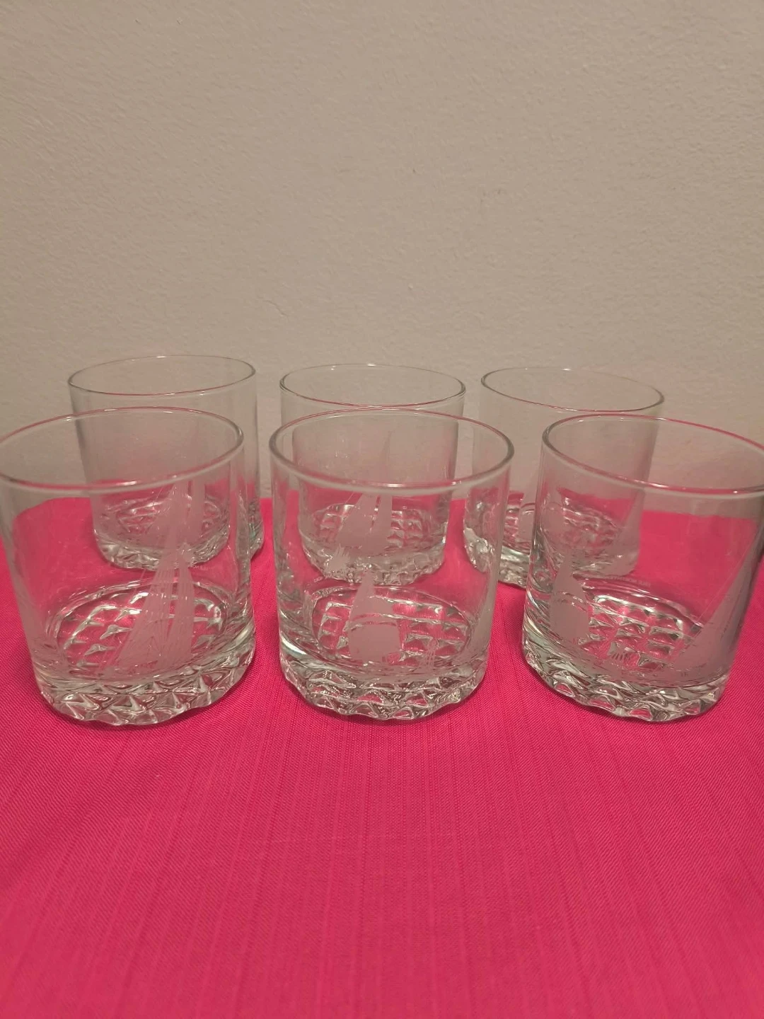 Set of 6 Etched Sailboat Glasses 🏆