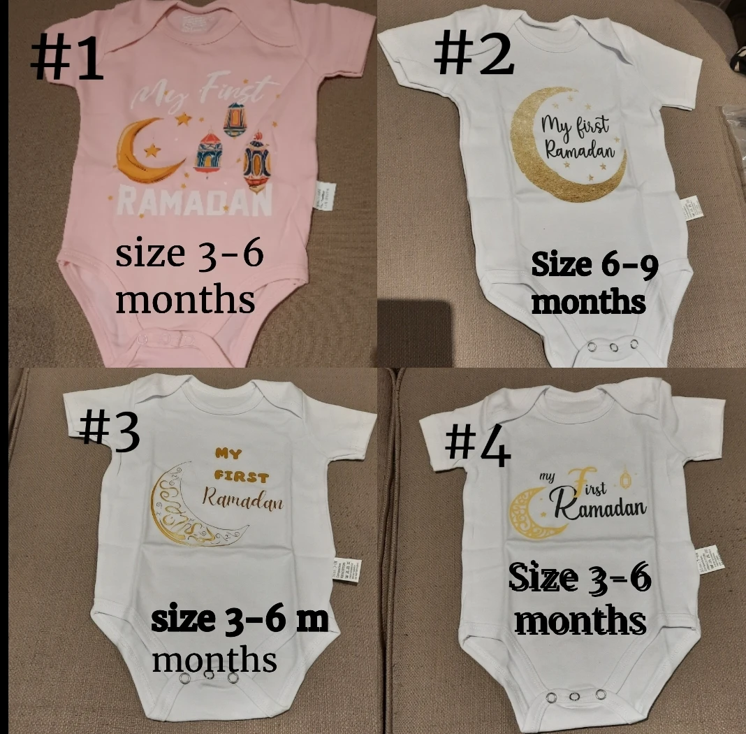 Baby Onesie "My First Ramadan" - White & Pink (3-6 Months)