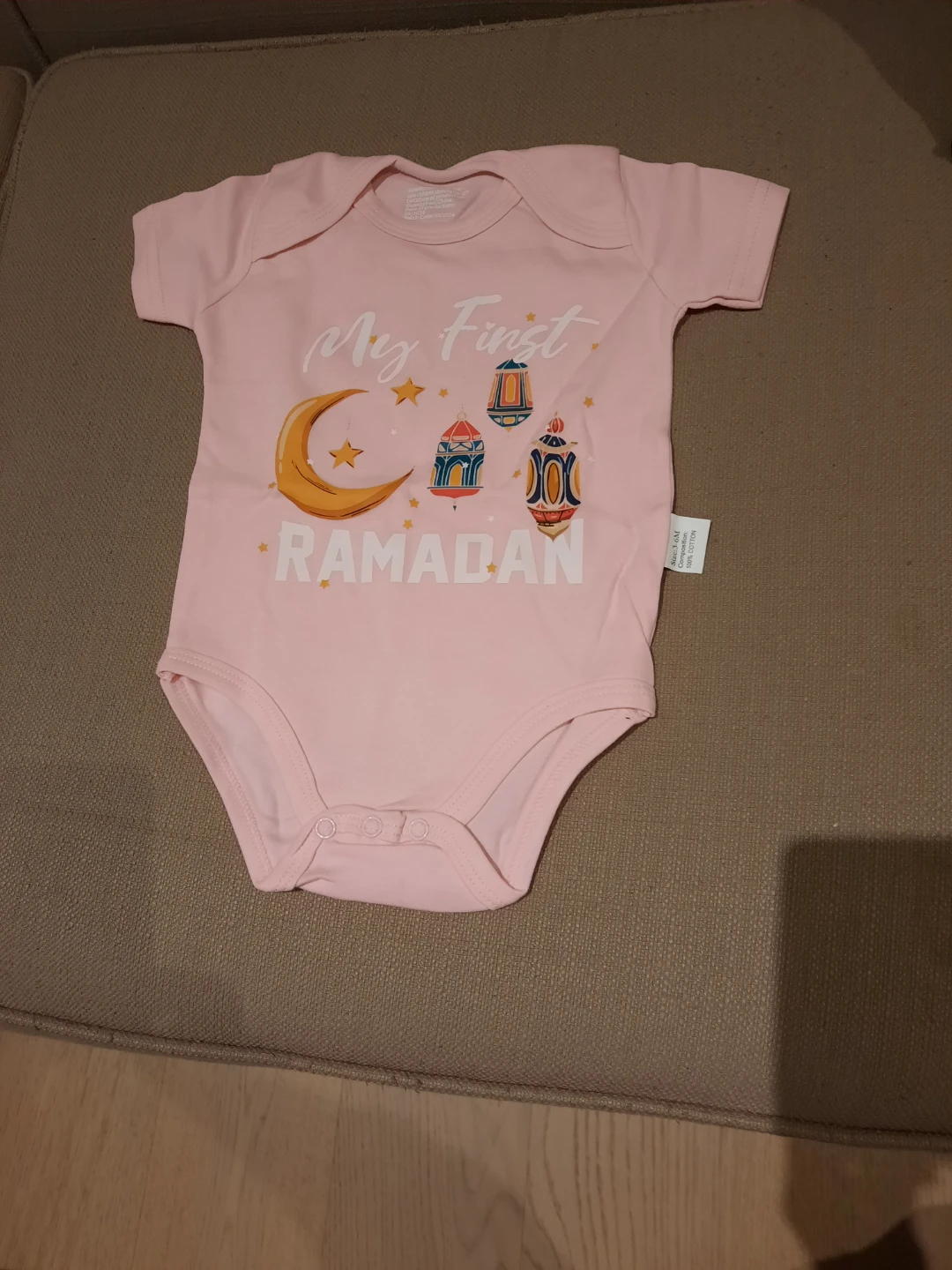 Baby Onesie "My First Ramadan" - White & Pink (3-6 Months) - photo 2