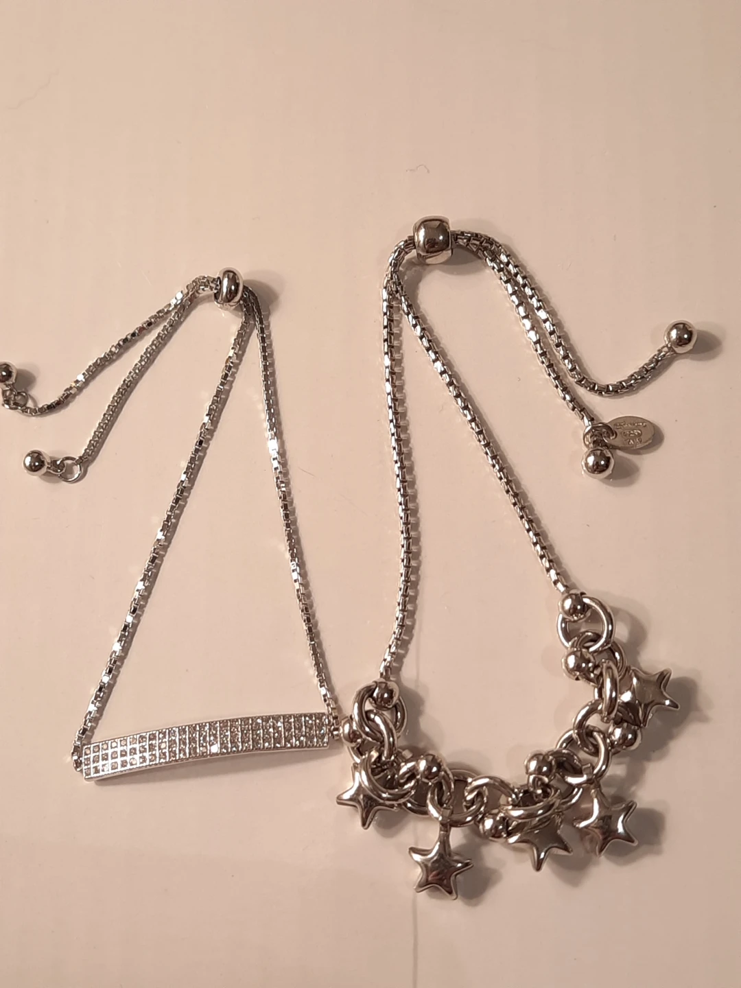 Sterling Silver Adjustable Bracelet with Stars and Crystals
