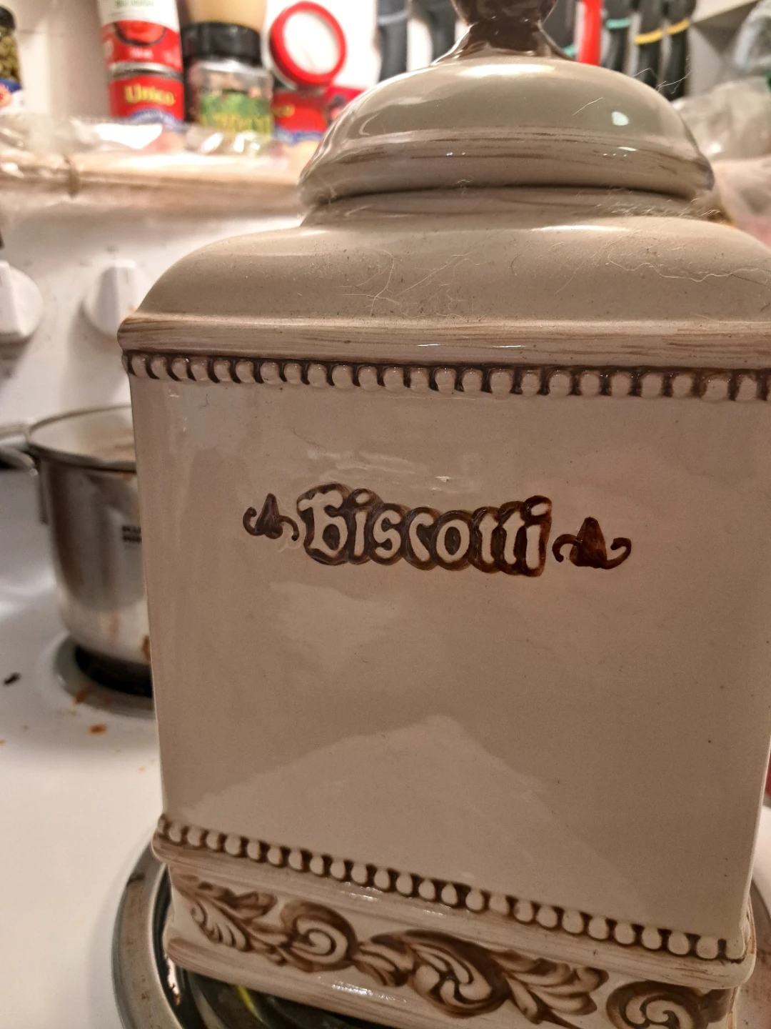 Biscotti Jar Ceramic Kitchen Canister