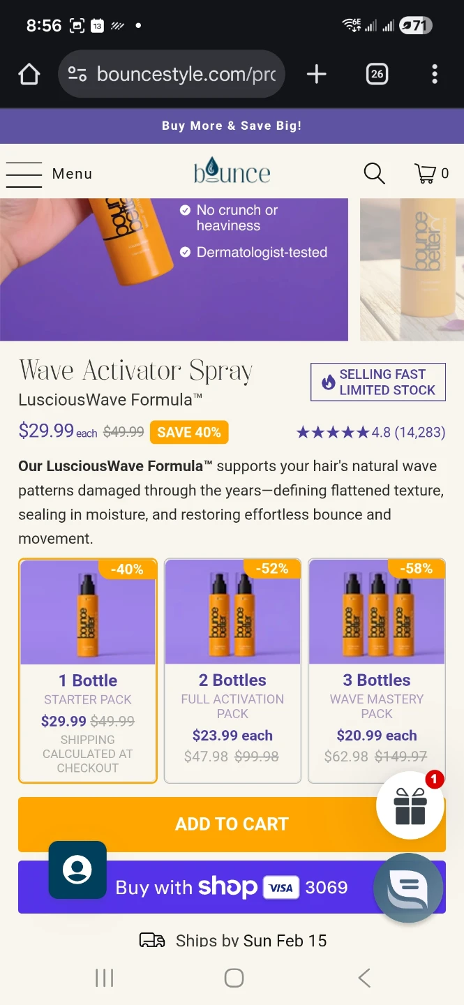 Bounce Better wave activator spray