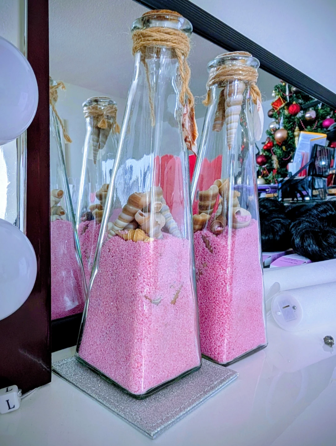 Decorative Glass Bottles with Pink Sand and Shells 🏆 - photo 4
