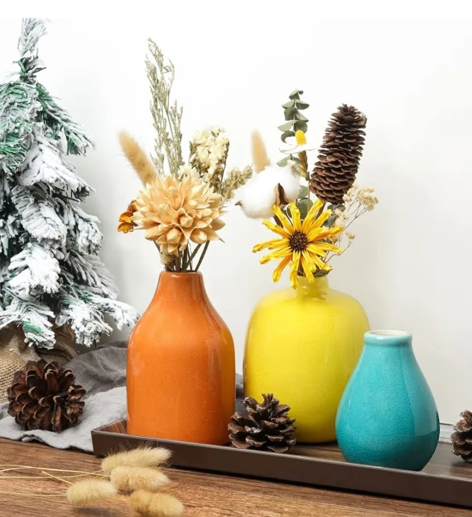 Trio of Beautiful Ceramic Vases. 🧡🩵💛 - photo 2