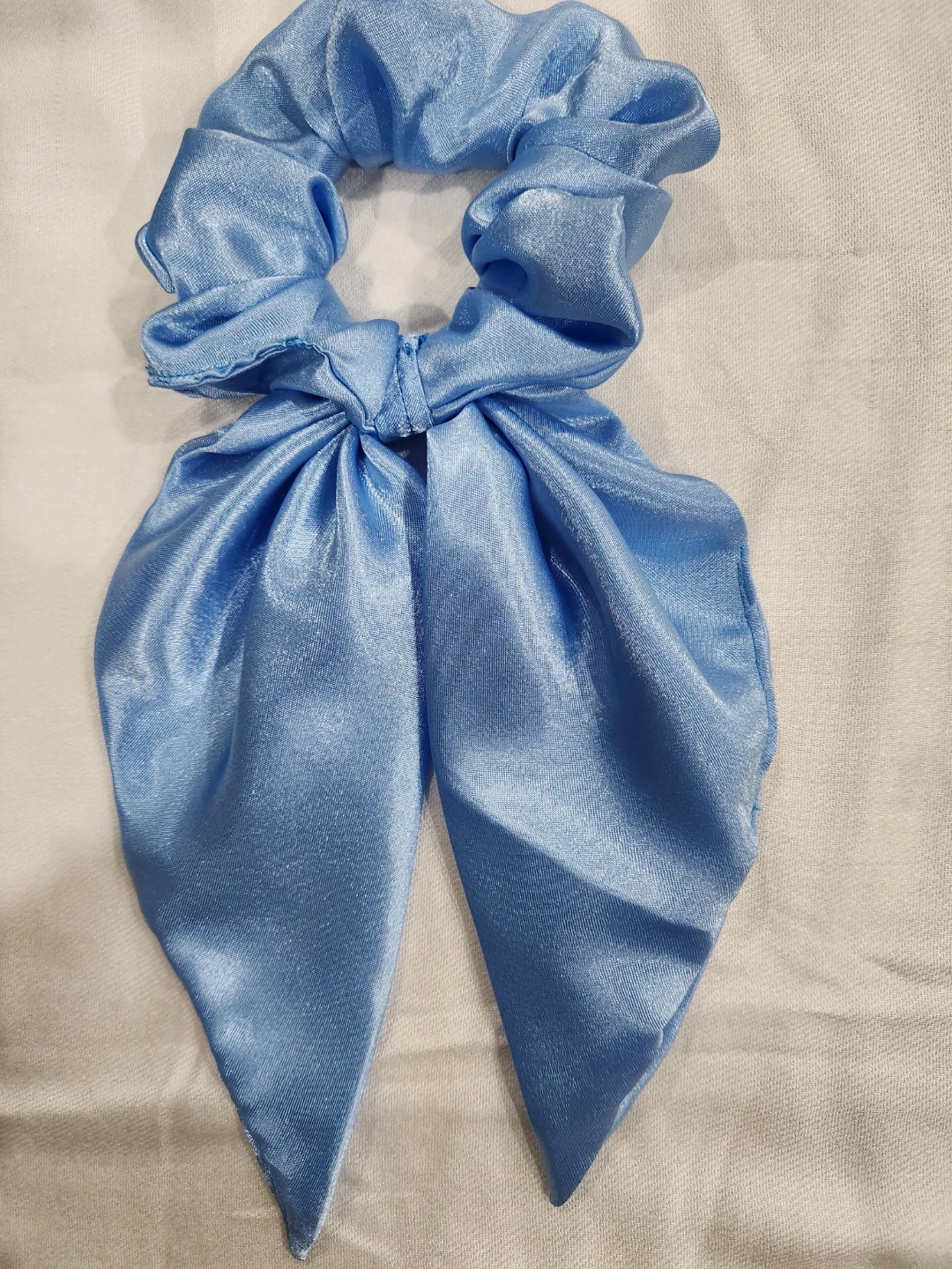 Blue Satin Scrunchie with Bow Tie - photo 2