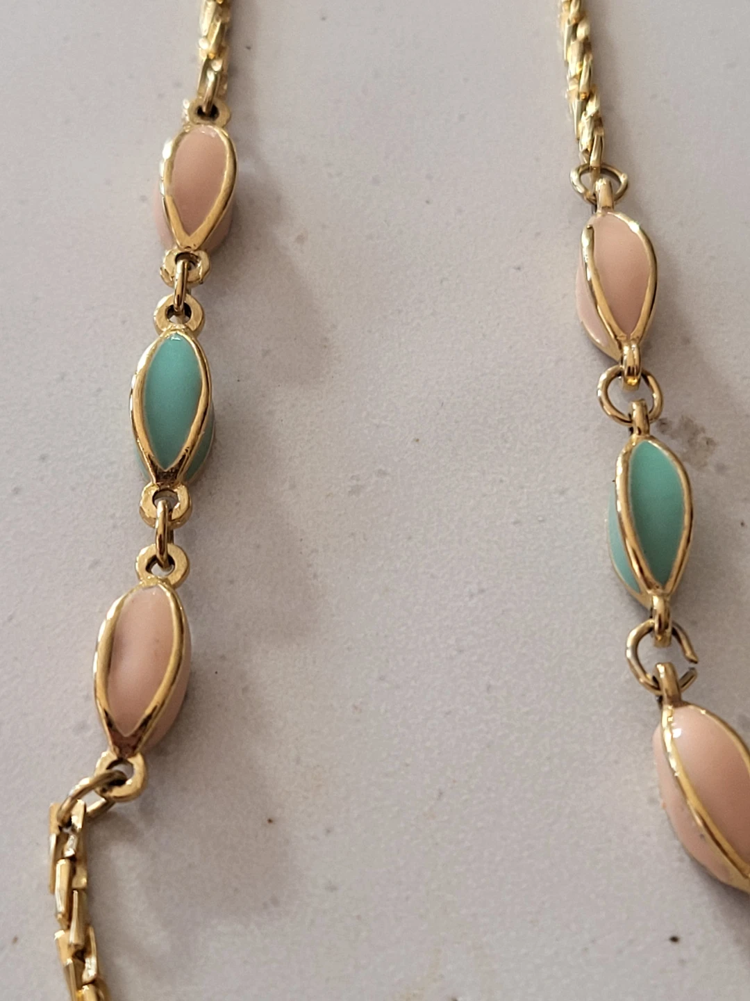 D'Orlan Gold Tone Necklace with Peach and Teal Beads - photo 2