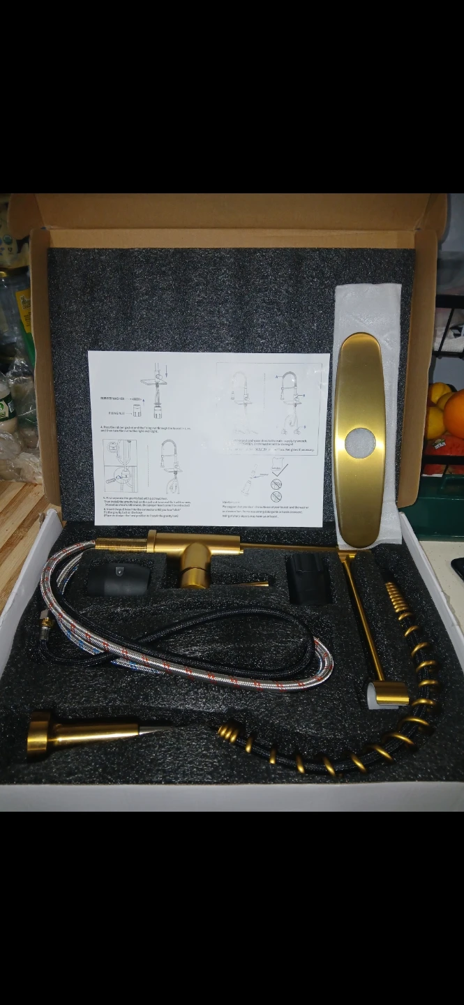 Gold Finish Kitchen Faucet with Sprayer