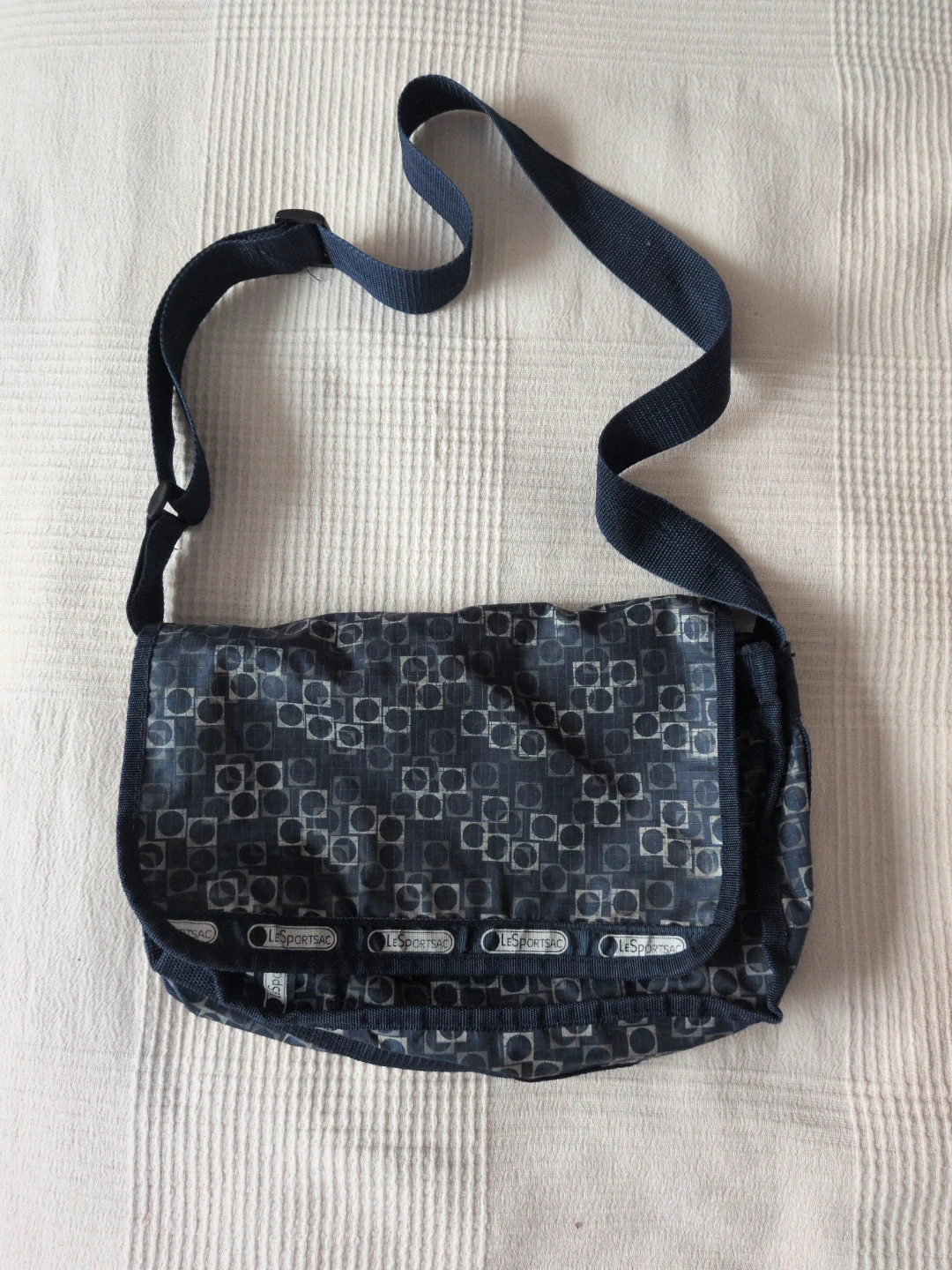LeSportsac Messenger Bag - Blue Geometric Pattern