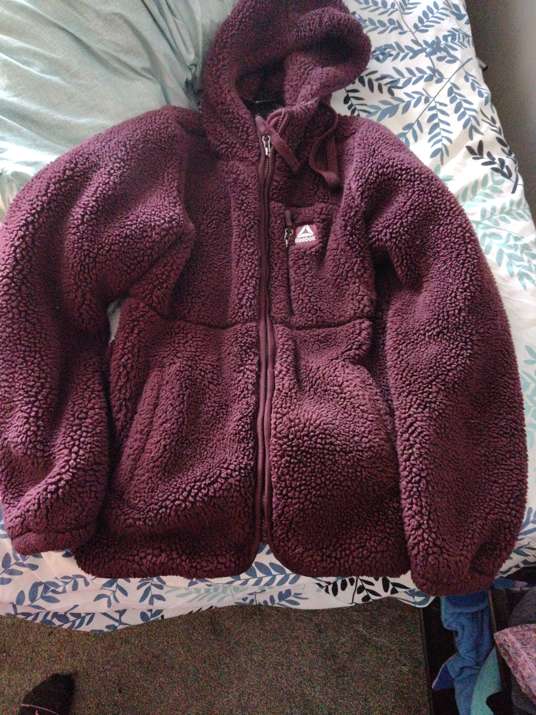 Reebok Fleece Hooded Jacket - Burgundy - XS