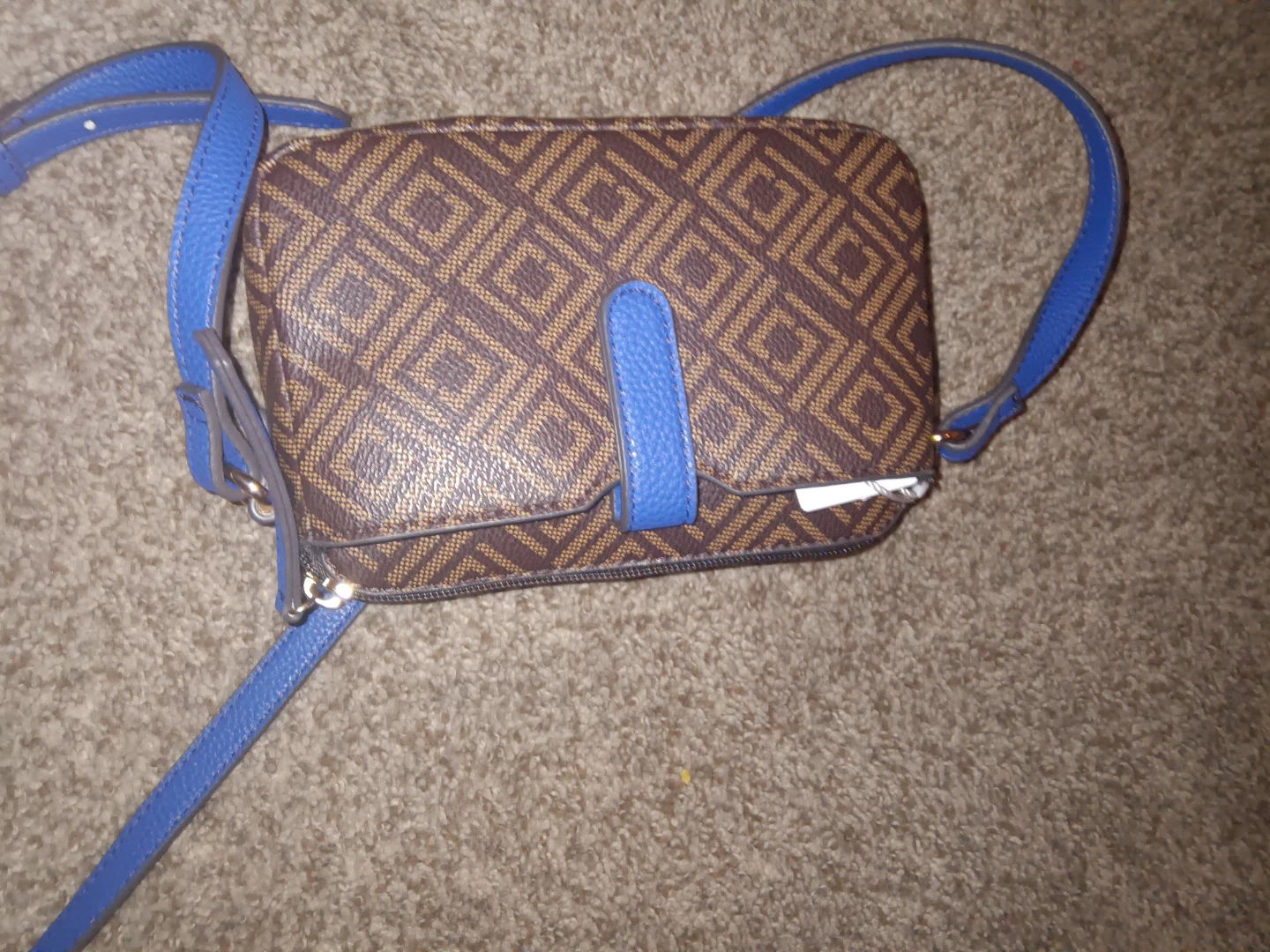 Penney's Ariel Camera Crossbody Bag Brown Blue Patterned - photo 3
