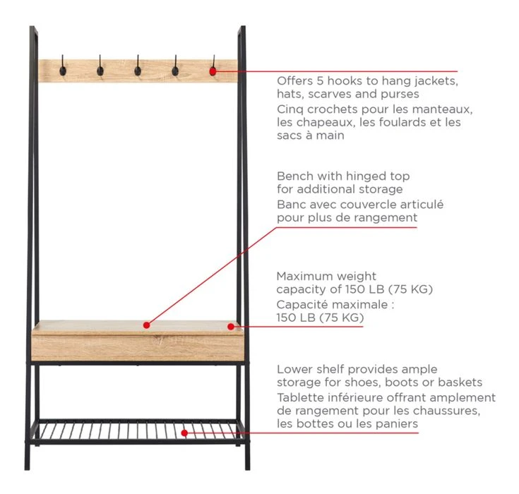 Hallway Coat Rack with Bench and Shoe Shelf - photo 2
