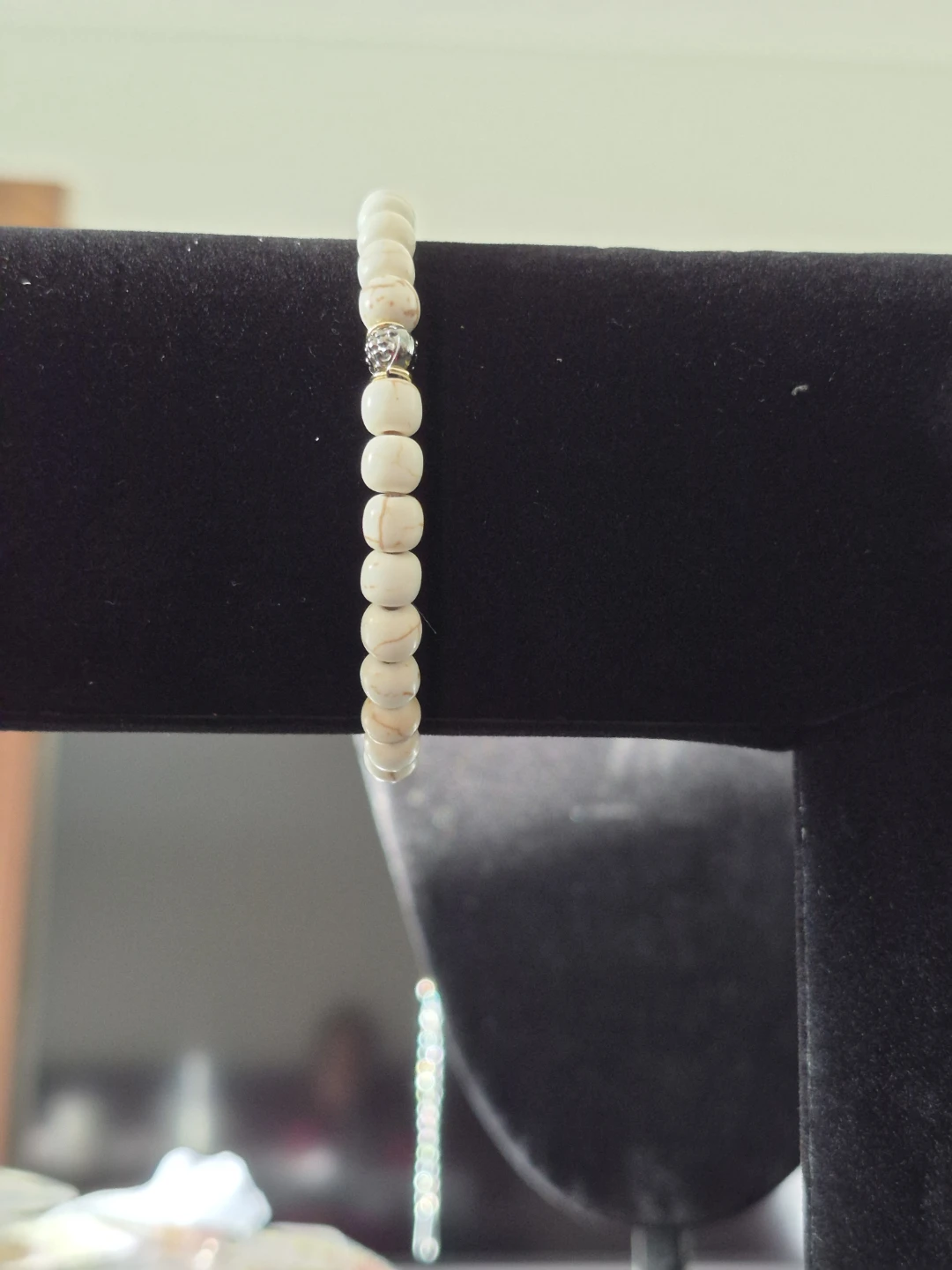White Moonstone Beaded Bracelet - 6mm Beads - photo 5