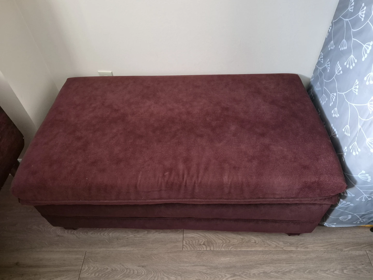 Maroon Upholstered Storage Large Ottoman 45x25x18 inch