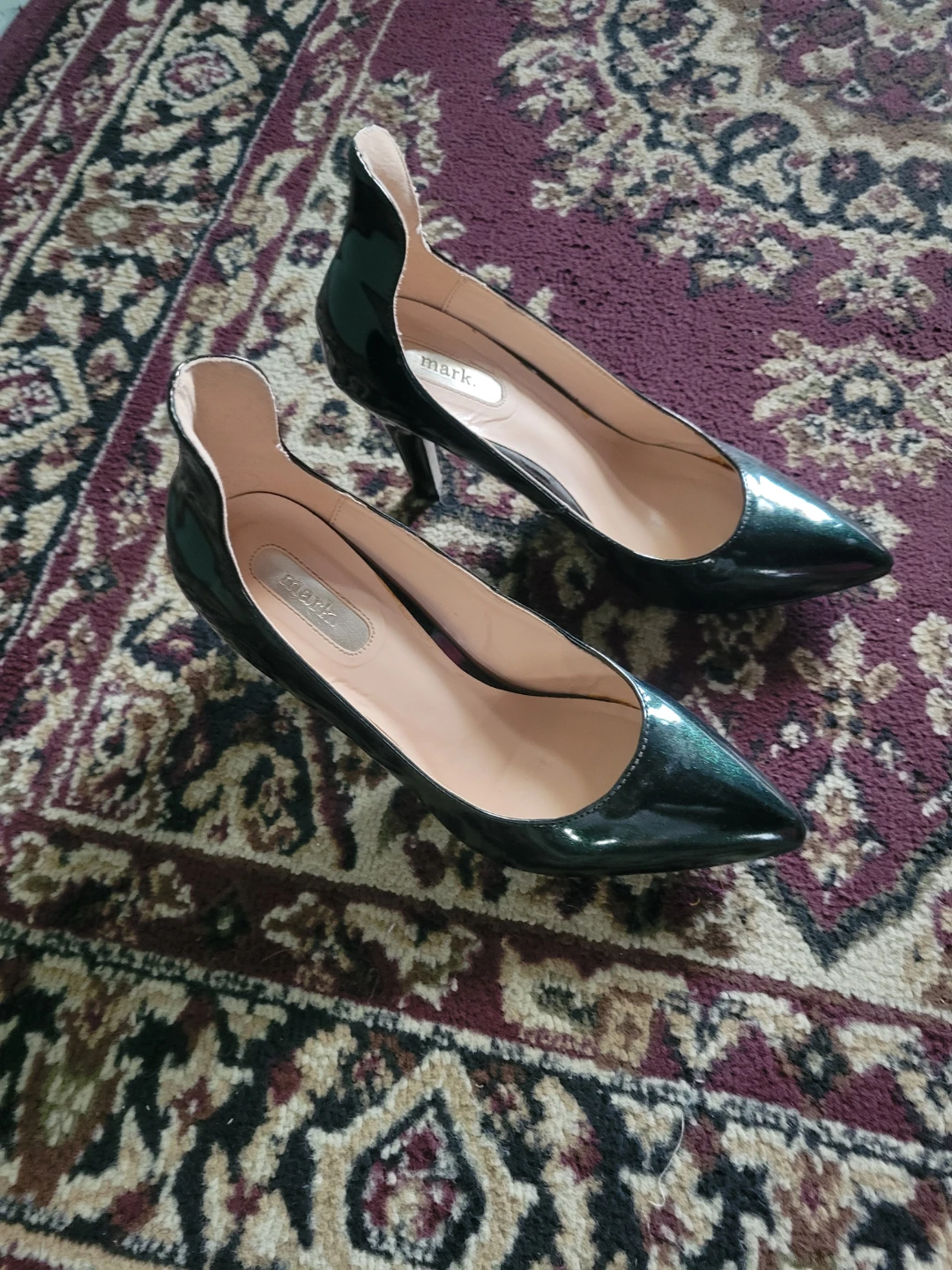 Dark Green Patent Leather Heels Size 7