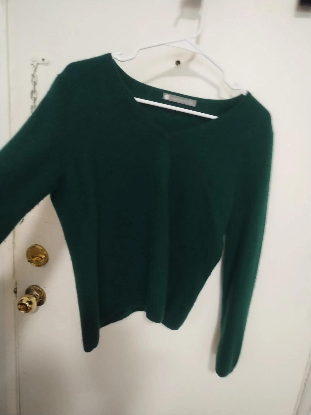 Real cashmere Green V-Neck Sweater - Size L - photo 2